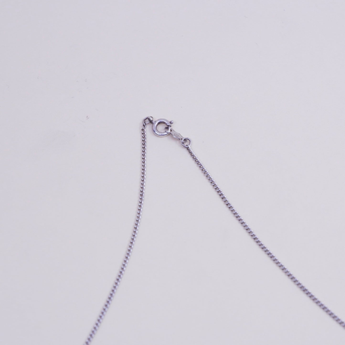16”, sterling 925 silver handmade necklace, curb chain initial B pendant