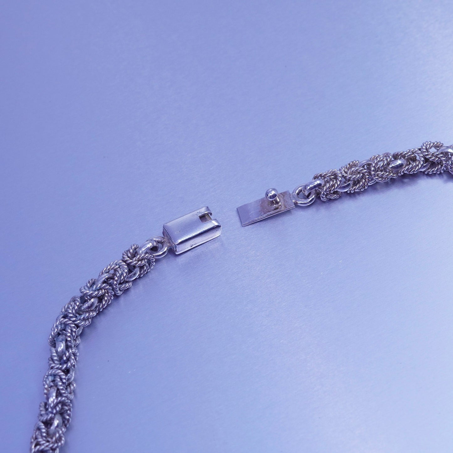 22” 7mm, Mexico Sterling 925 silver handmade birdcage Byzantine chain necklace
