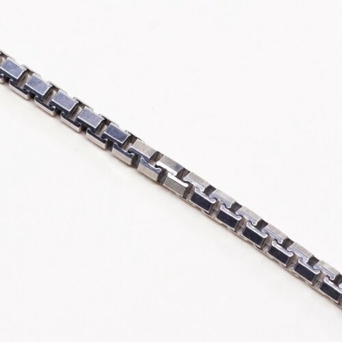 8.25”, 4mm, Vtg Sterling Silver bracelet, 925 Italy Solid Box chain, Stamped 925