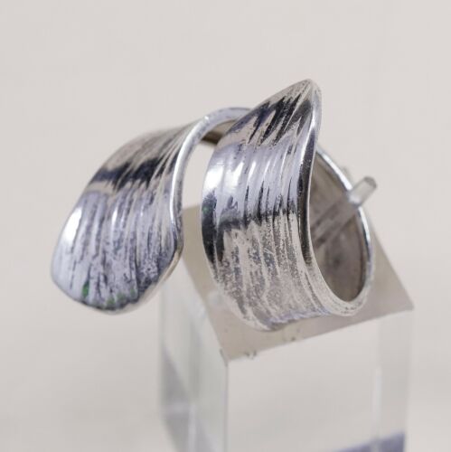 Size 7.5, Vtg Textured Sterling 950 Silver Handmade Wrap Around Ring