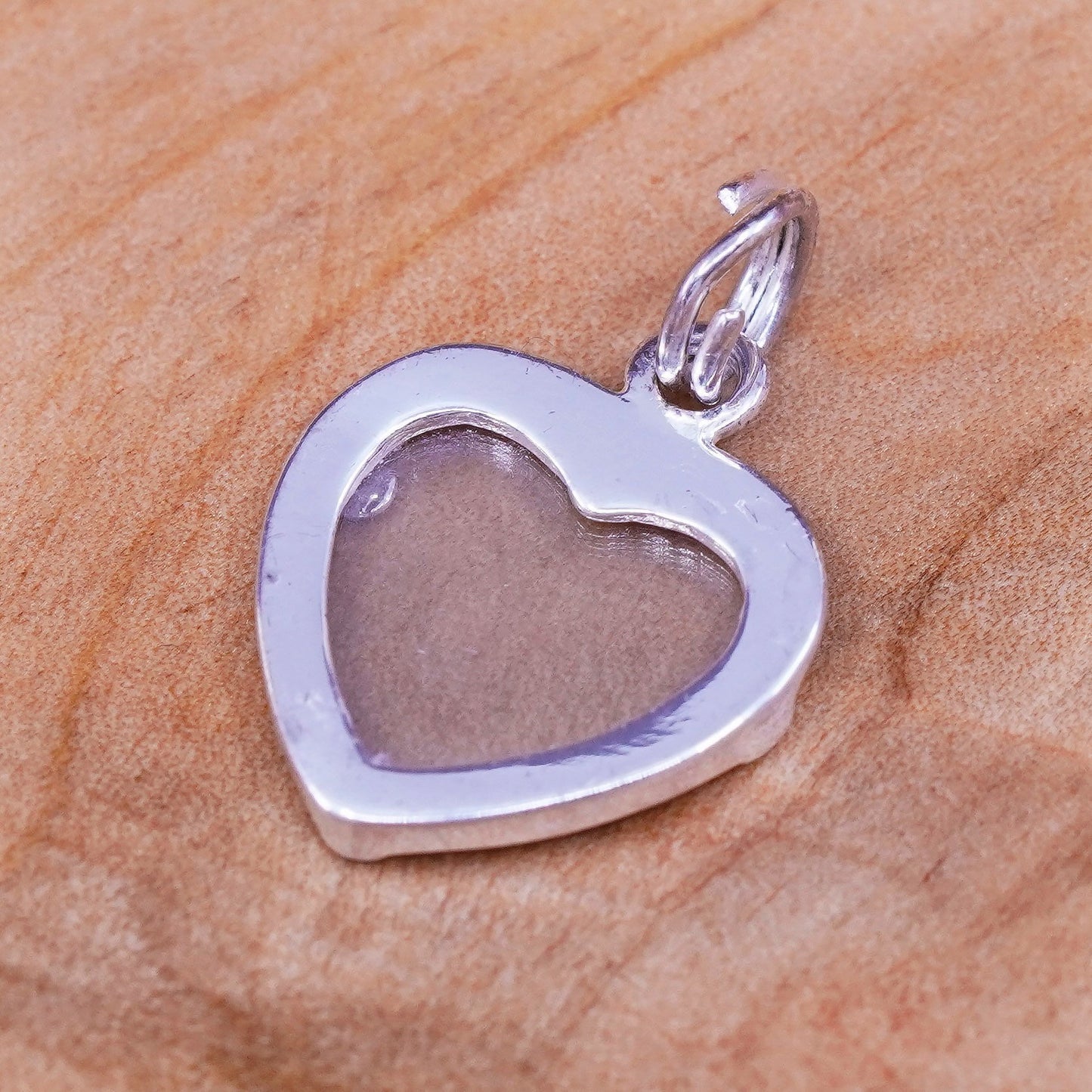 Vintage Sterling silver handmade charm, Mexico 925 heart photo pendant