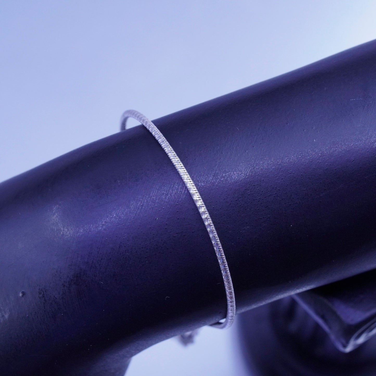 7.25”, 1mm, Sterling 925 silver handmade bracelet, textured snake link chain