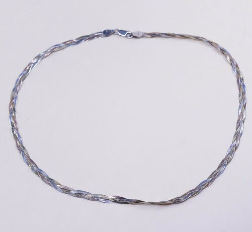 17” 5mm Italy 3 Strands Vermeil 925 Sterling Silver Braided Herringbone necklace