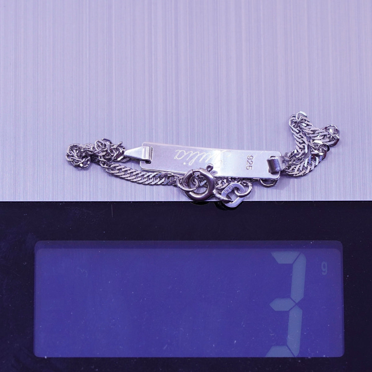 5.5+0.5”, sterling silver bracelet, 925 twisted curb chain name “Katherine” tag