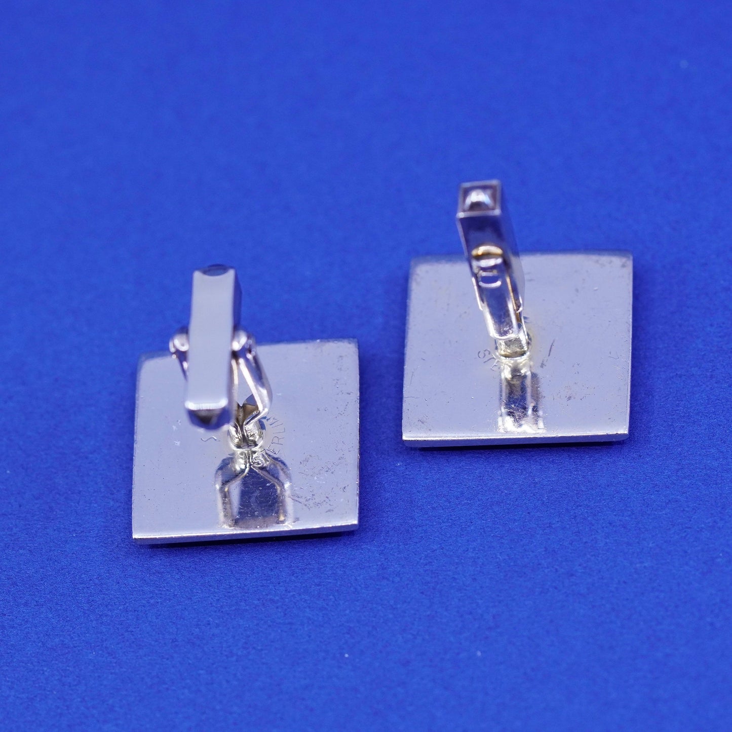 modern sterling silver Handmade cufflink, antique matte square 925 cuff links