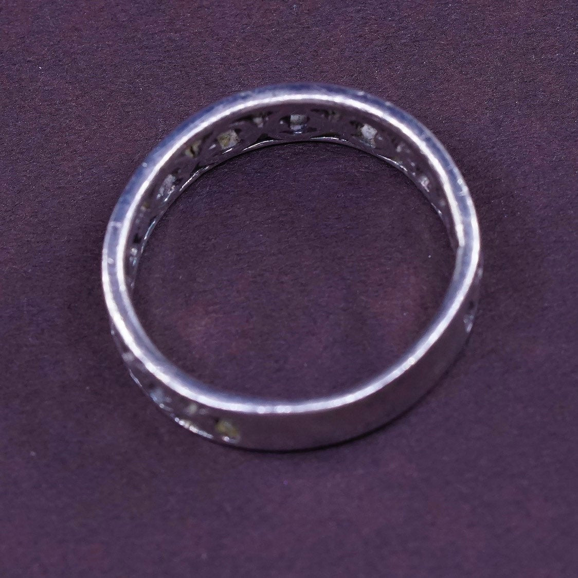 sz 8, vtg Sterling silver handmade ring, 925 curb link chain band