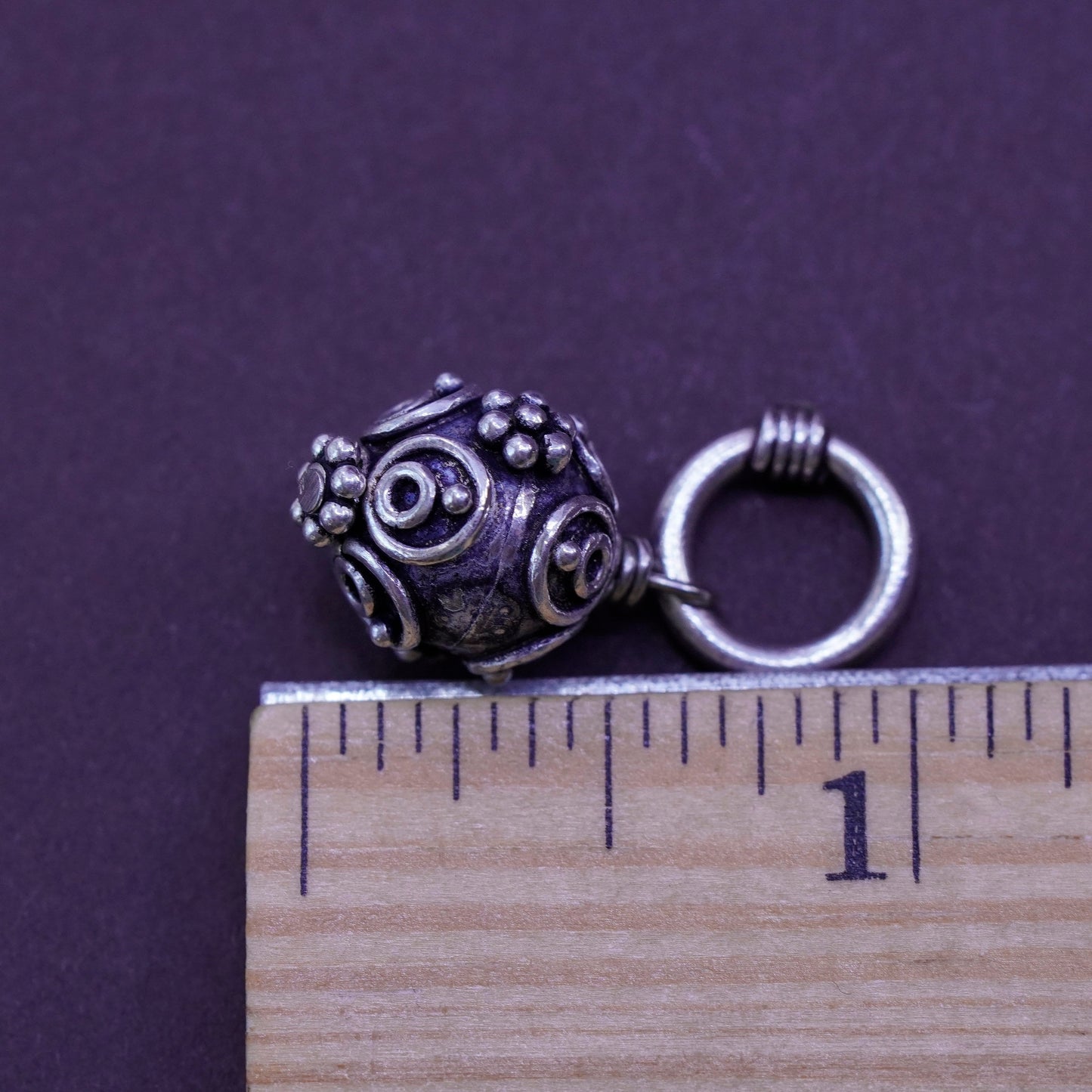 Vintage Sterling silver handmade pendant, 925 bead charm
