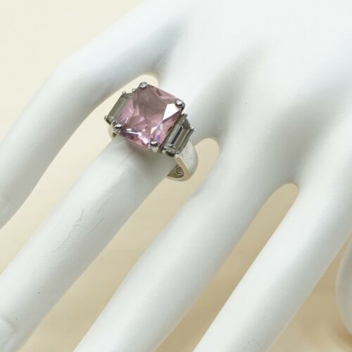 Sz 5.25, Vtg Sterling Silver Handmade Ring, 925 Silver W pink Cz, Stamped 925