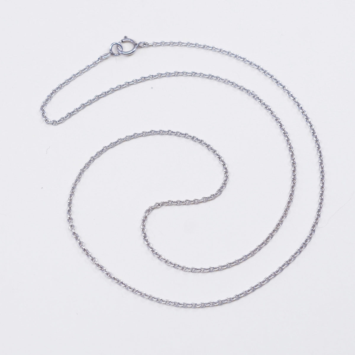 18”, 1mm, Vintage sterling silver circle chain, Italy 925 necklace