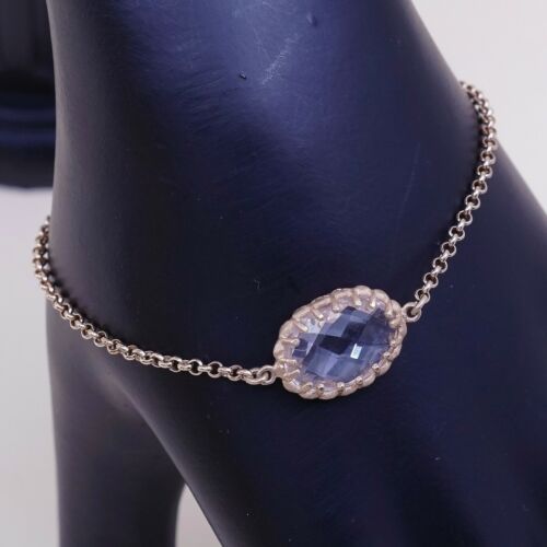 6.5”, Vermeil Gold Over Sterling Silver Bracelet, 925 Circle Chain W/ Cz