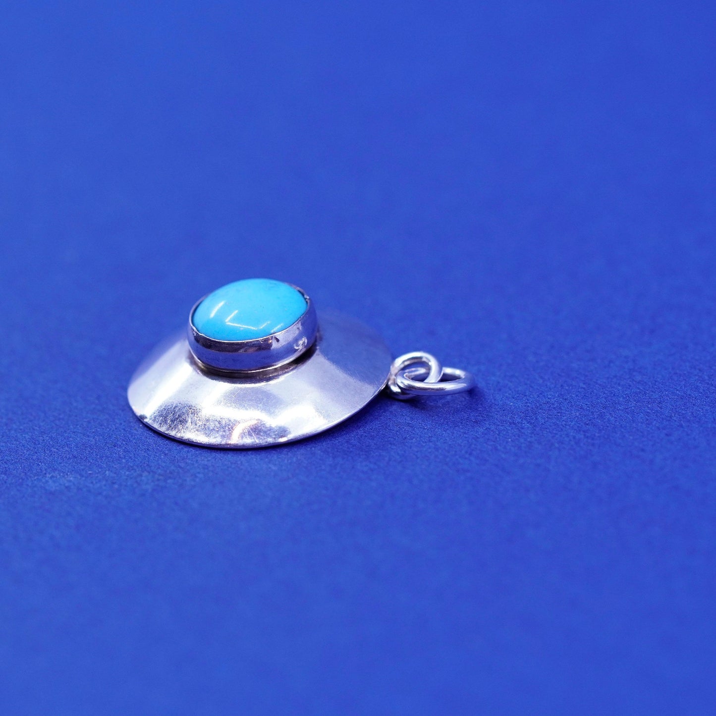 sterling Silver Handmade Pendant, Native American 925 circle charm turquoise