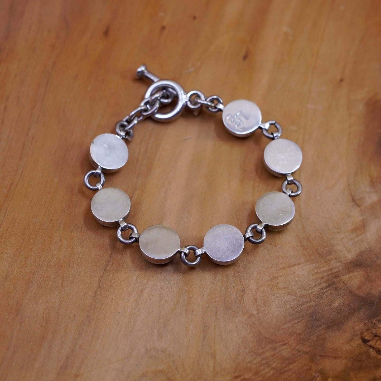 6.75”, mexico Sterling 925 silver bracelet with onyx jasper malachite azurite