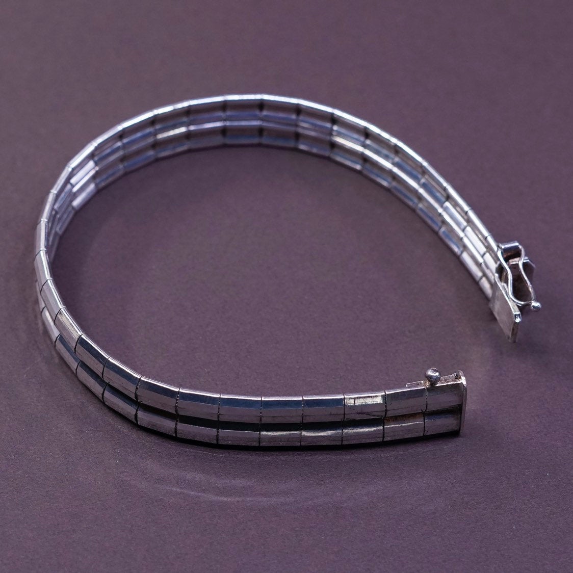 7.5", 12mm, vtg italy milor Sterling silver bracelet, 925 omega chain