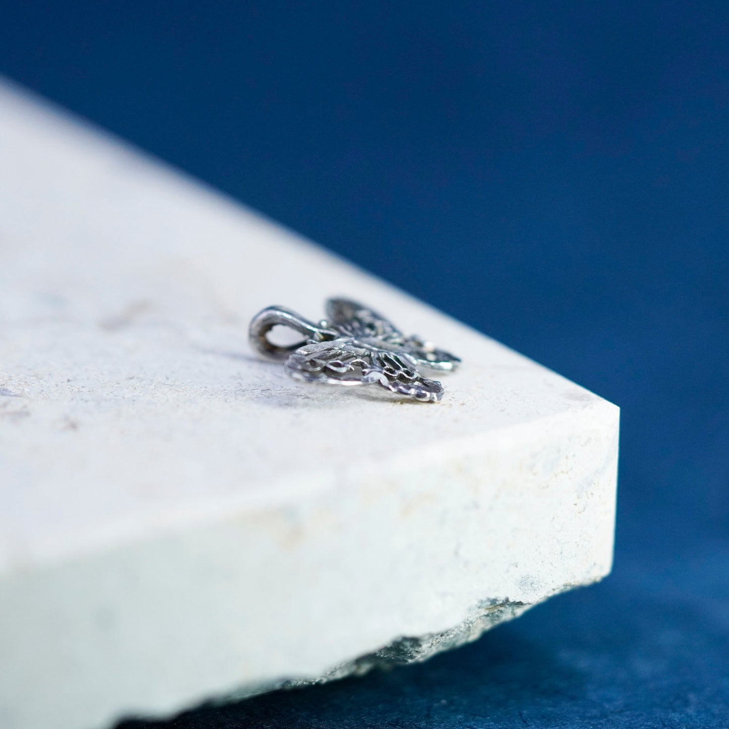 Vintage Sterling silver handmade pendant, 925 filigree butterfly