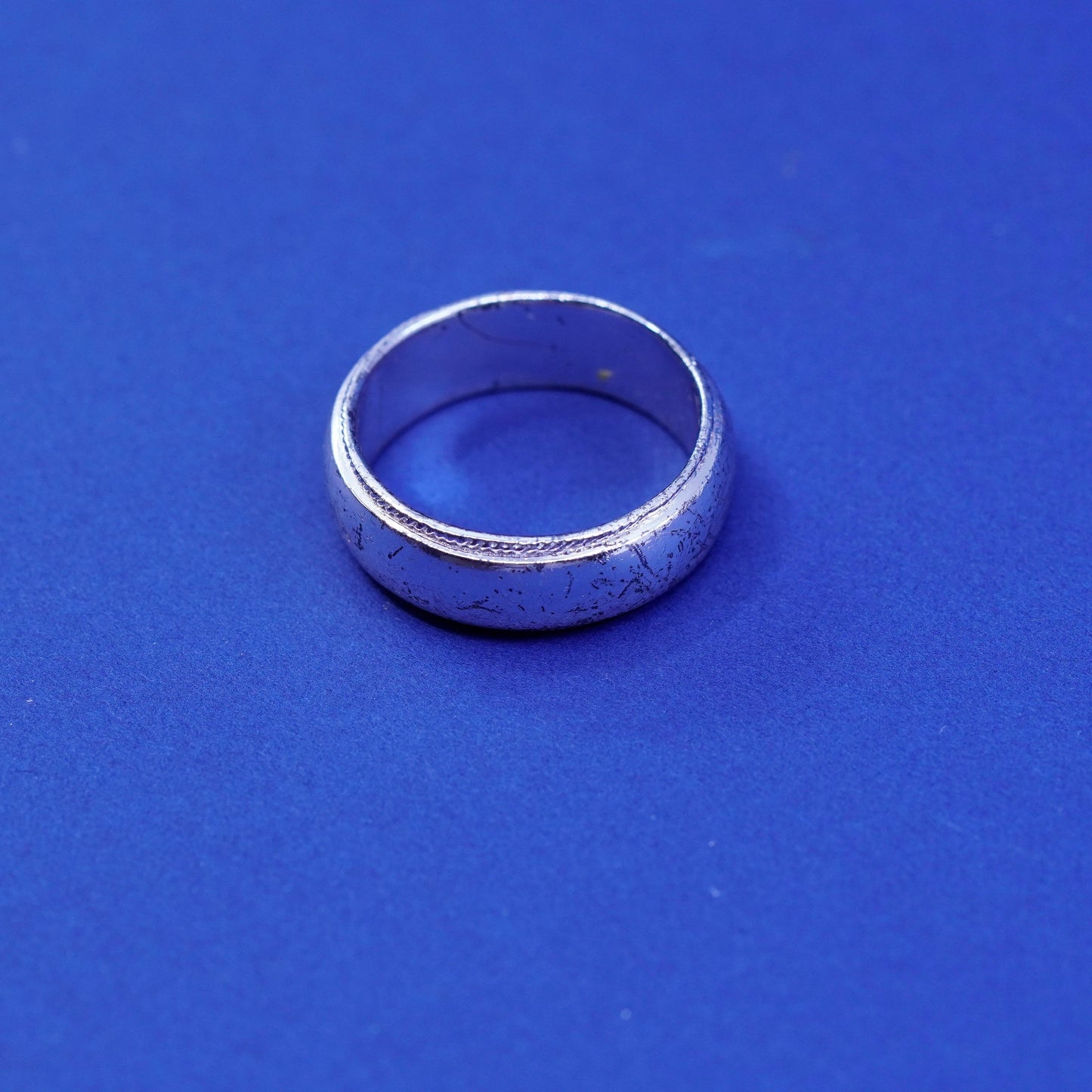Size 12, vintage Sterling silver handmade band, 925 ribbed cable band