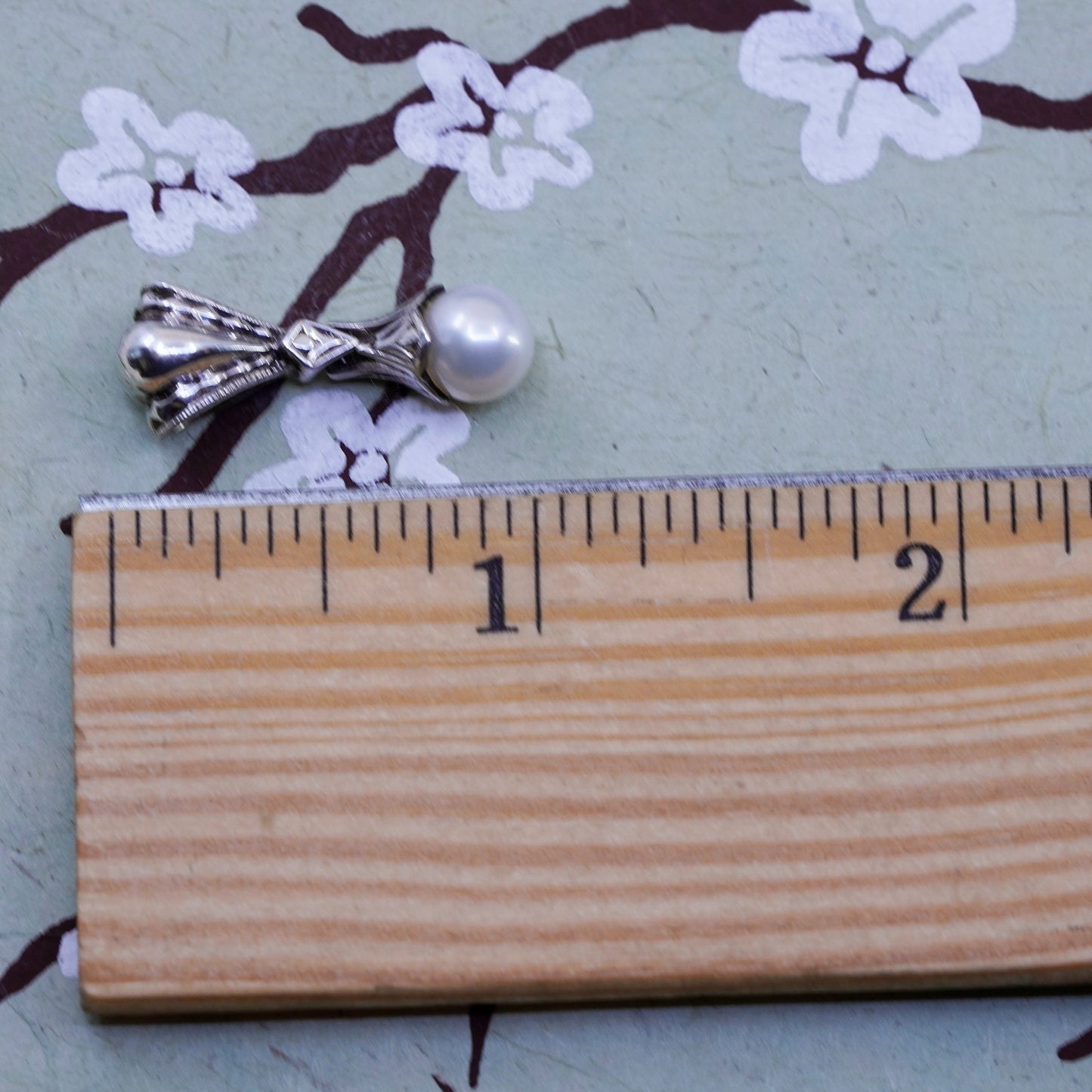 Vintage designer Sterling 925 silver handmade pendant with pearl