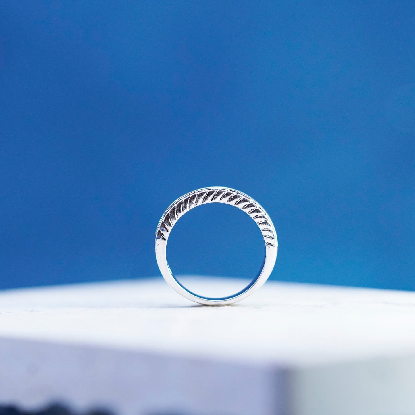 Size 8, vintage Sterling silver ring, 925 stackable band with clear cz