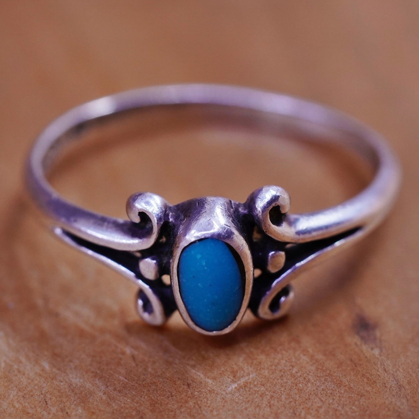 Size 6.5, vtg Sterling 925 silver handmade ring turquoise, southwestern jewelry