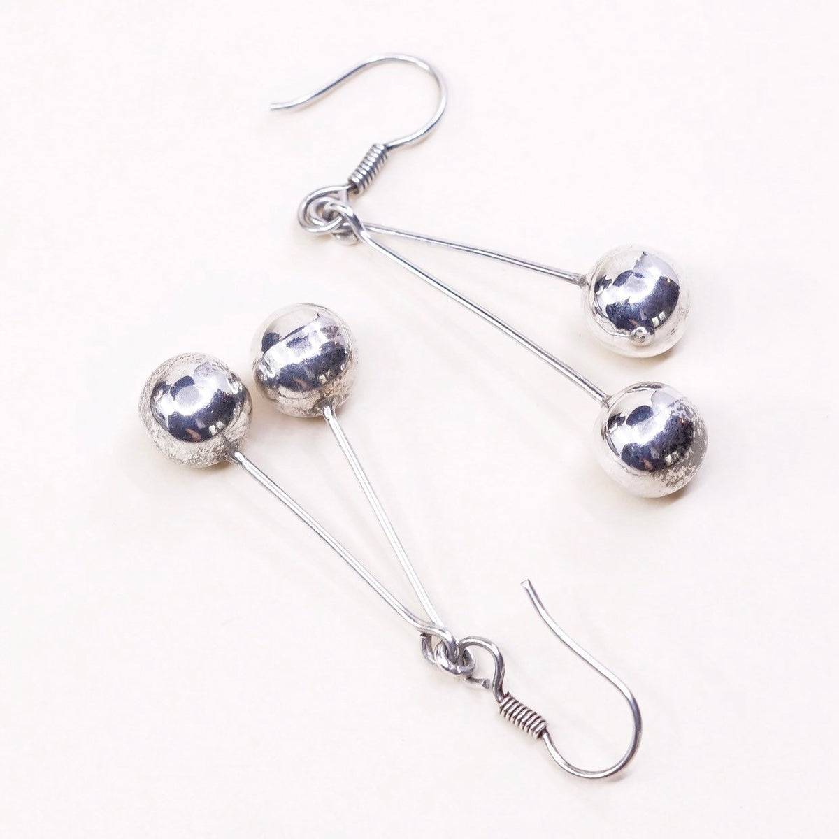 vtg cherry sterling silver handmade earrings, 925 beads dangles