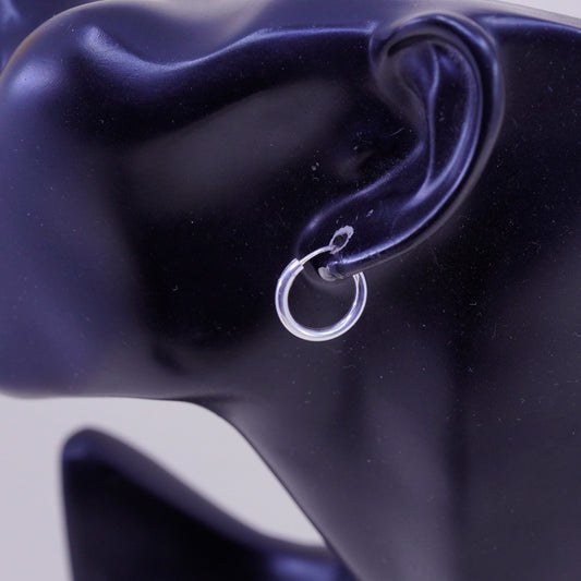 0.5", Vintage sterling silver loop earrings, fashion minimalist, fine 925 silver hoops