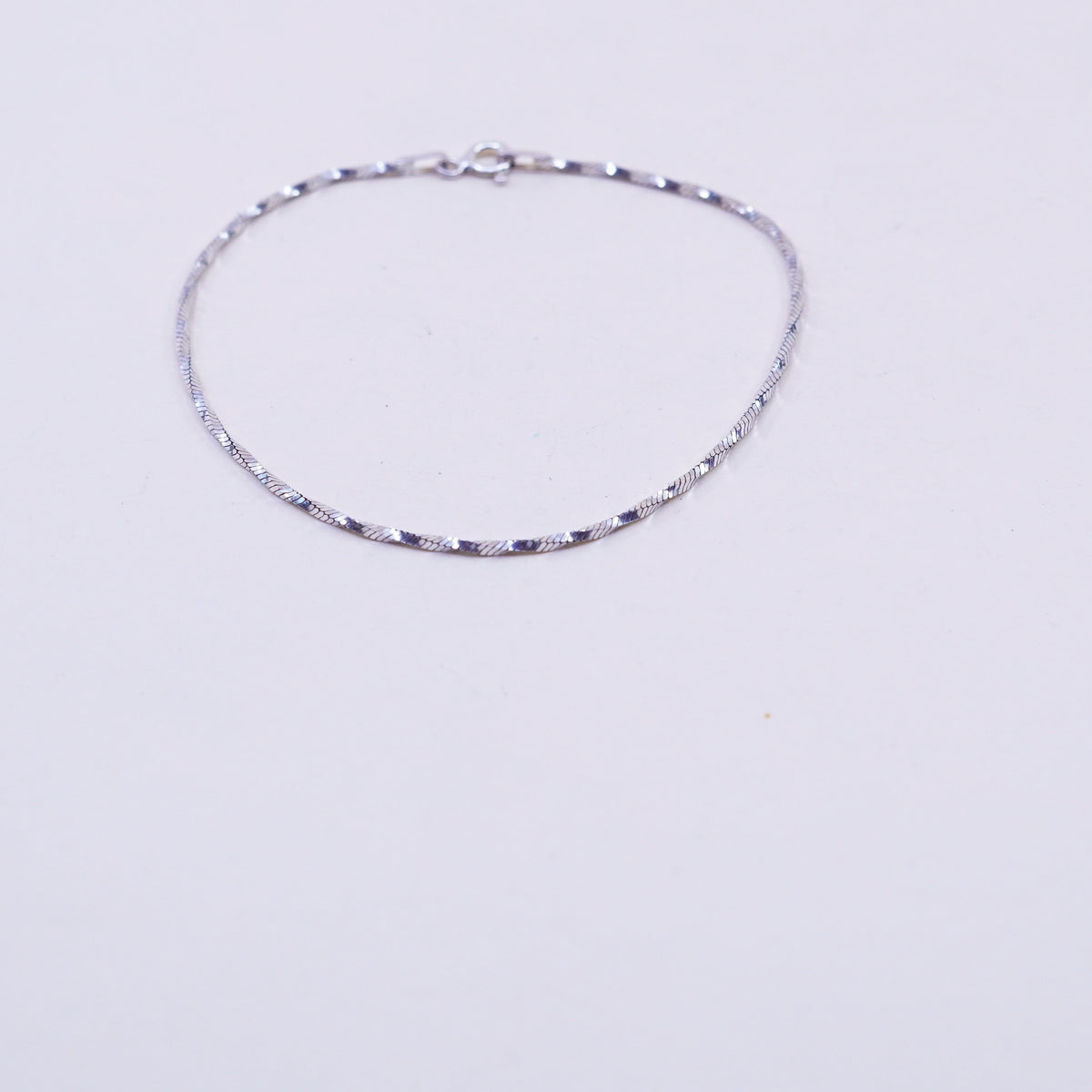 7.25”, 1mm, Vintage sterling silver twisted snake bracelet, 925 chain