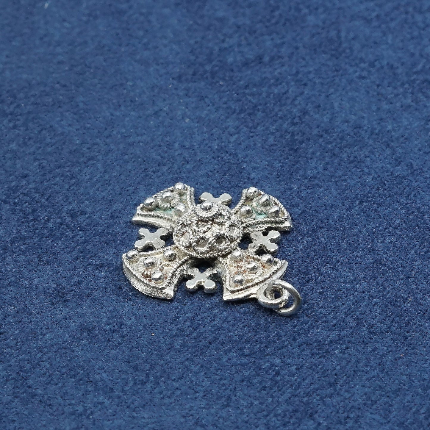 Vtg Filigree Jerusalem Cross handmade Pendant 999 Sterling Silver