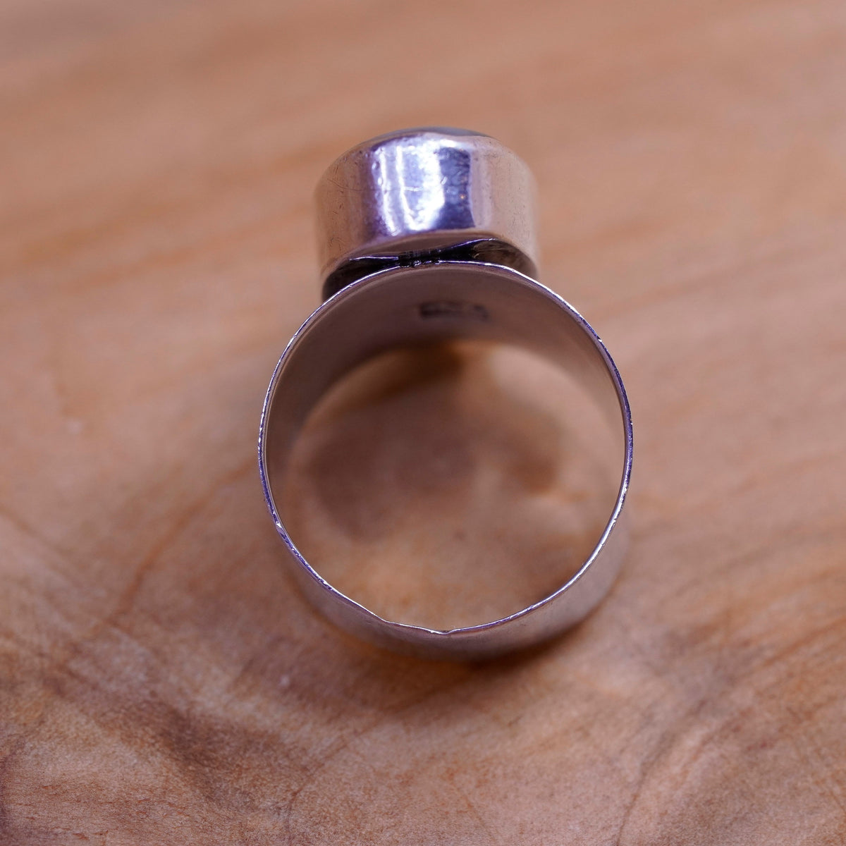 Size 8.75, vintage sterling silver handmade ring, 925 band with abalone