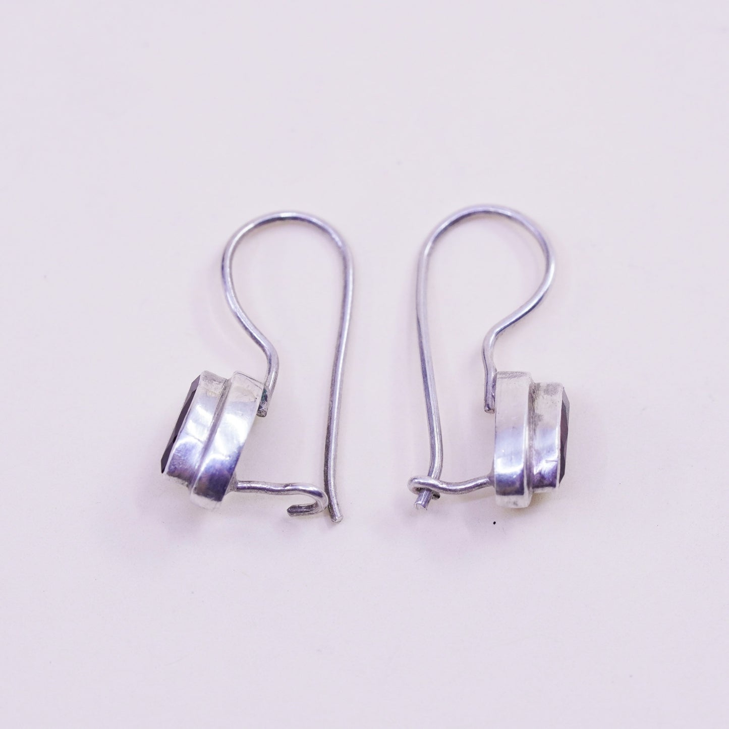 Vintage Sterling 925 silver handmade earrings with marquise ruby