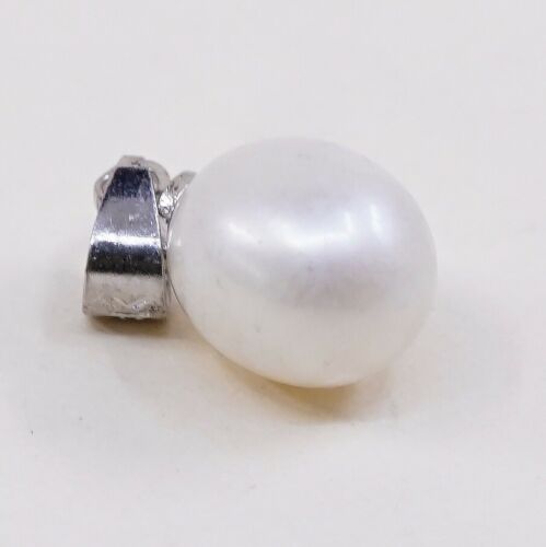 Vtg sterling silver handmade pendant, solid 925 With Pearl, Stamped 925