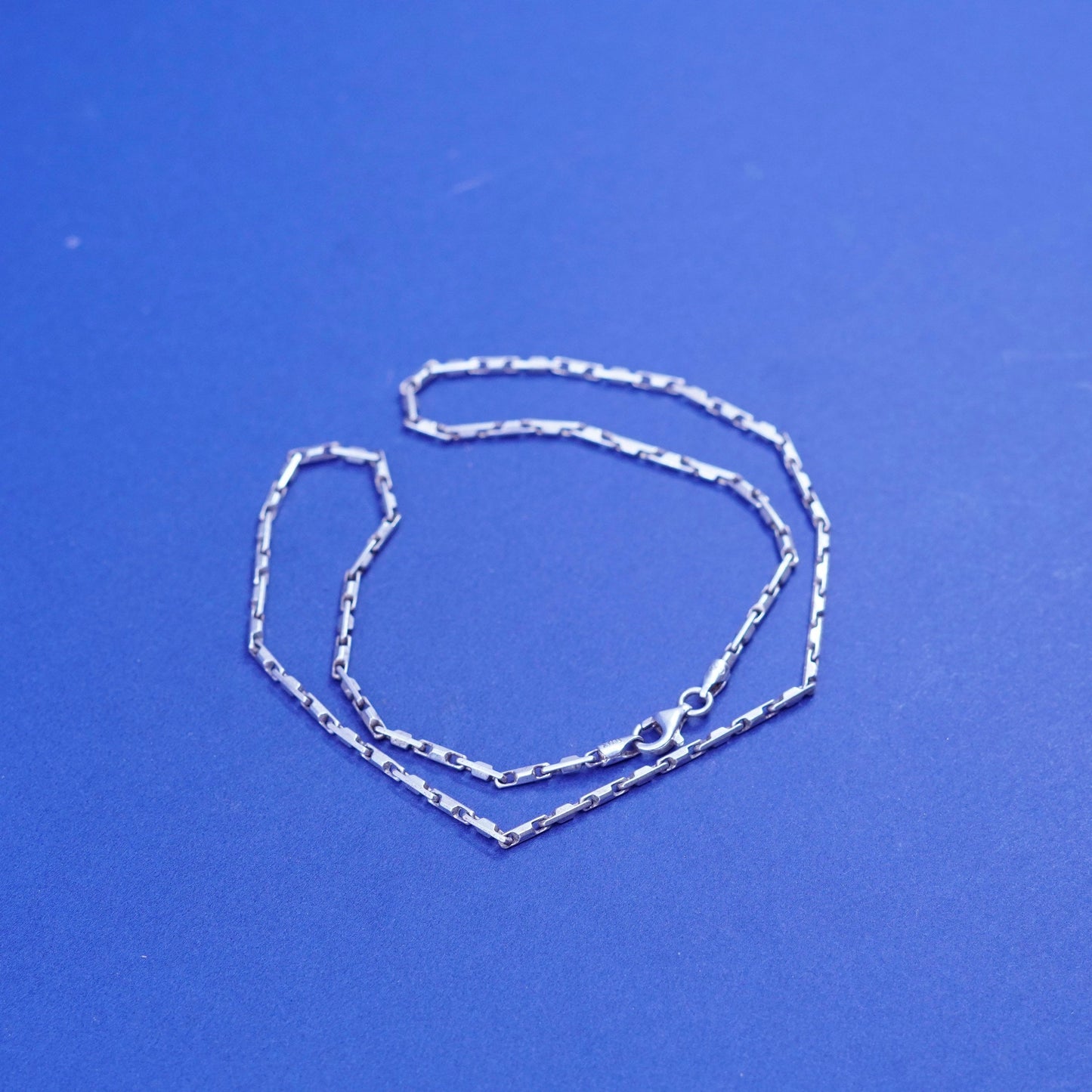 16”, 2mm, vintage Sterling silver handmade necklace, 925 bar chain
