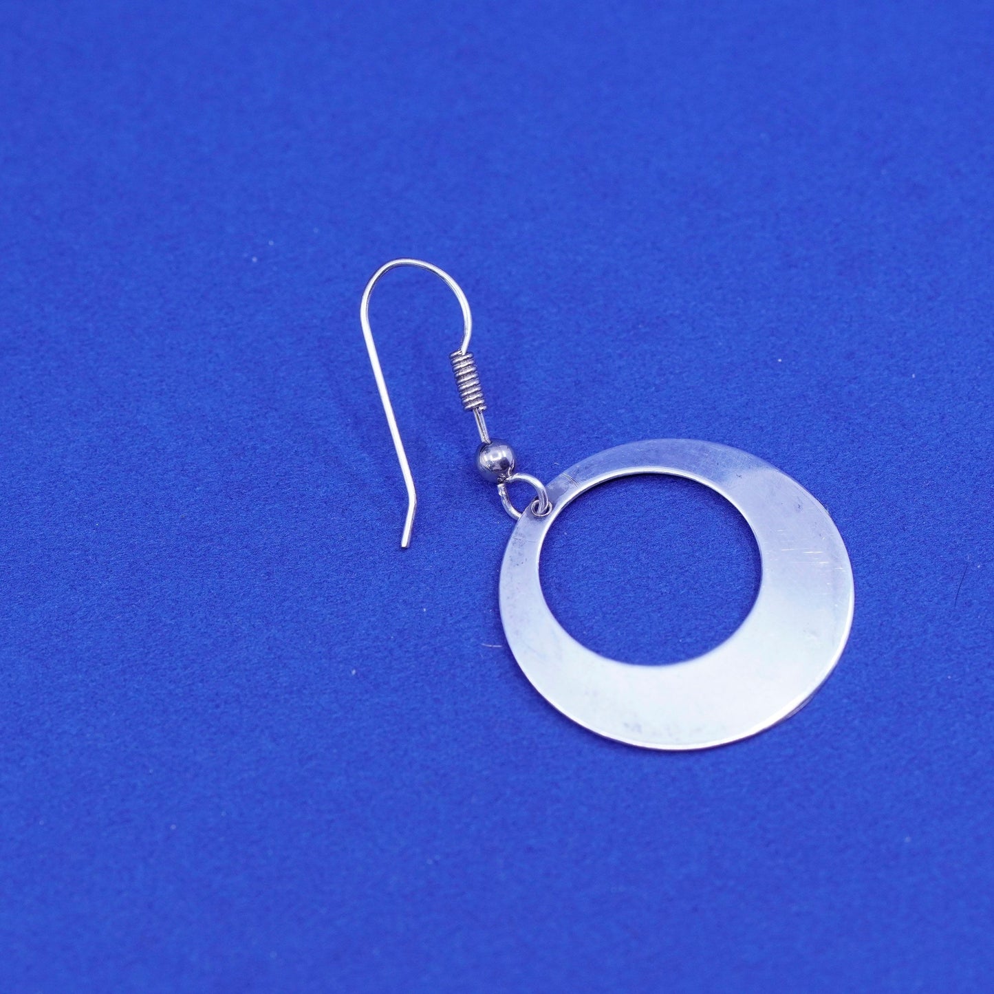 Vintage Sterling Silver handmade Earrings. 925 circle loop dangles