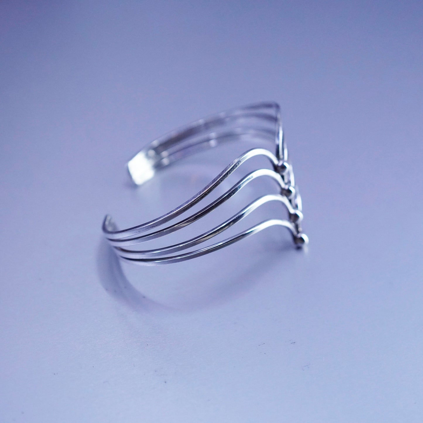 6.25”, Vintage Sterling 925 silver handmade bracelet, v shaped cuff