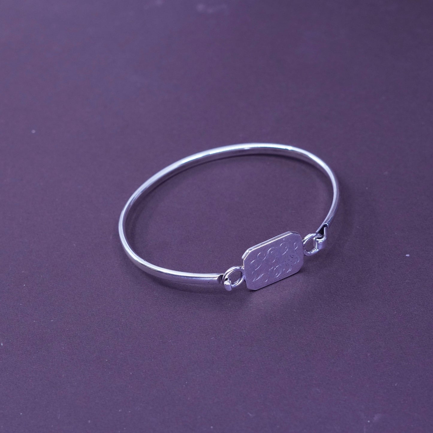 7.5”, mexico sterling silver bracelet, 925 bangle w/ name monogram initial “ACG