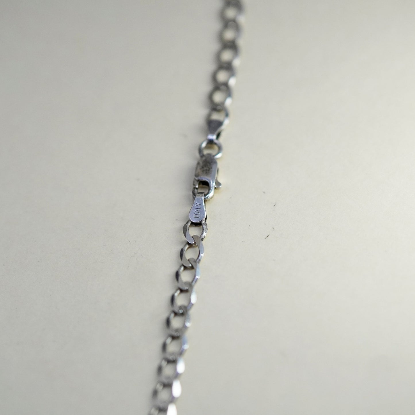 18”, 5mm, Vintage sterling silver Italy 925 silver curb chain, necklace