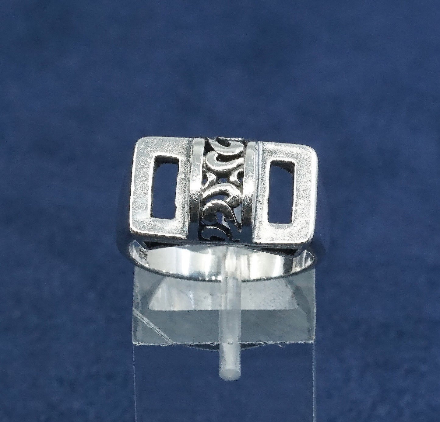 sz7.75, vtg sterling silver handmade ring, 925 filigree bali band