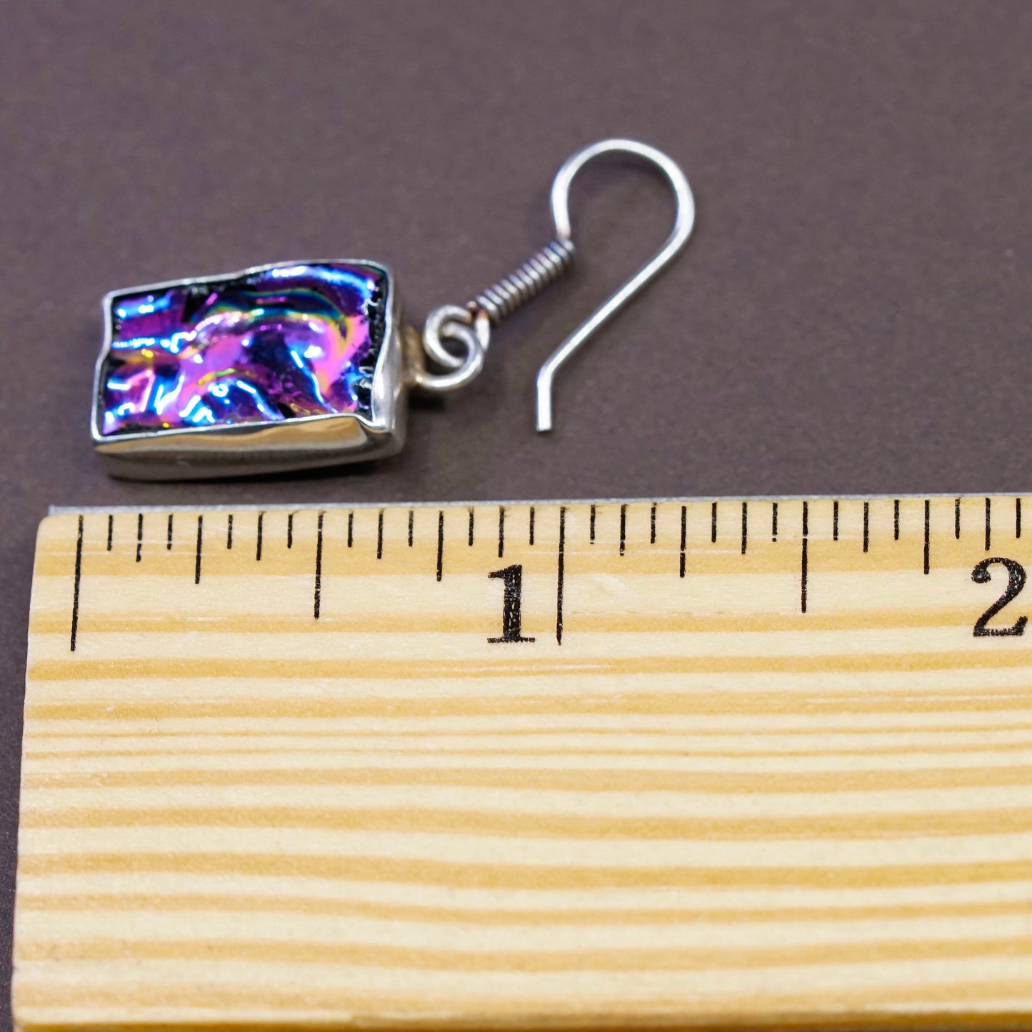 Vintage Sterling silver handmade earrings, solid 925 silver glass beads