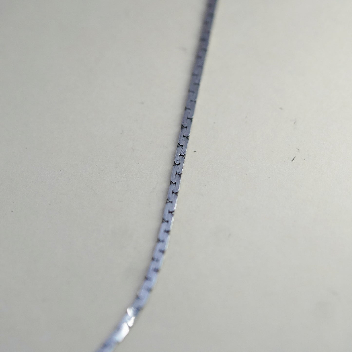 15.5”, 2mm, Vintage sterling silver Italy 925 flatten nugget chain, necklace