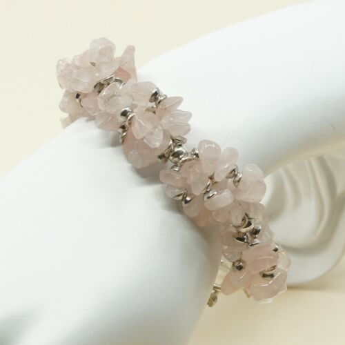 6.25”, Vtg Silpada Sterling Silver Handmade Bracelet, 925 W/ Pink Quartz