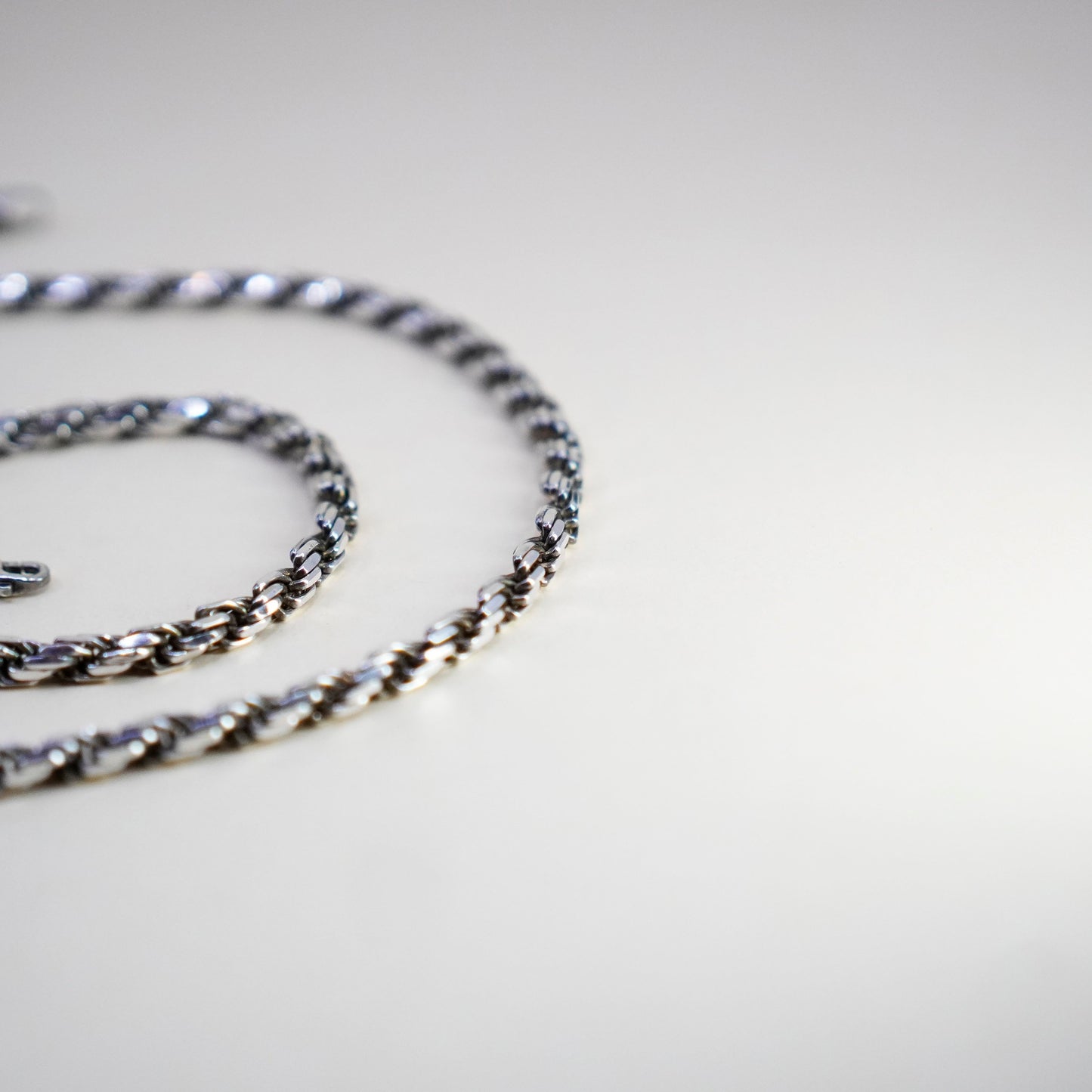 30”, 5mm, vintage Sterling silver necklace, 925 diamond cut rope chain