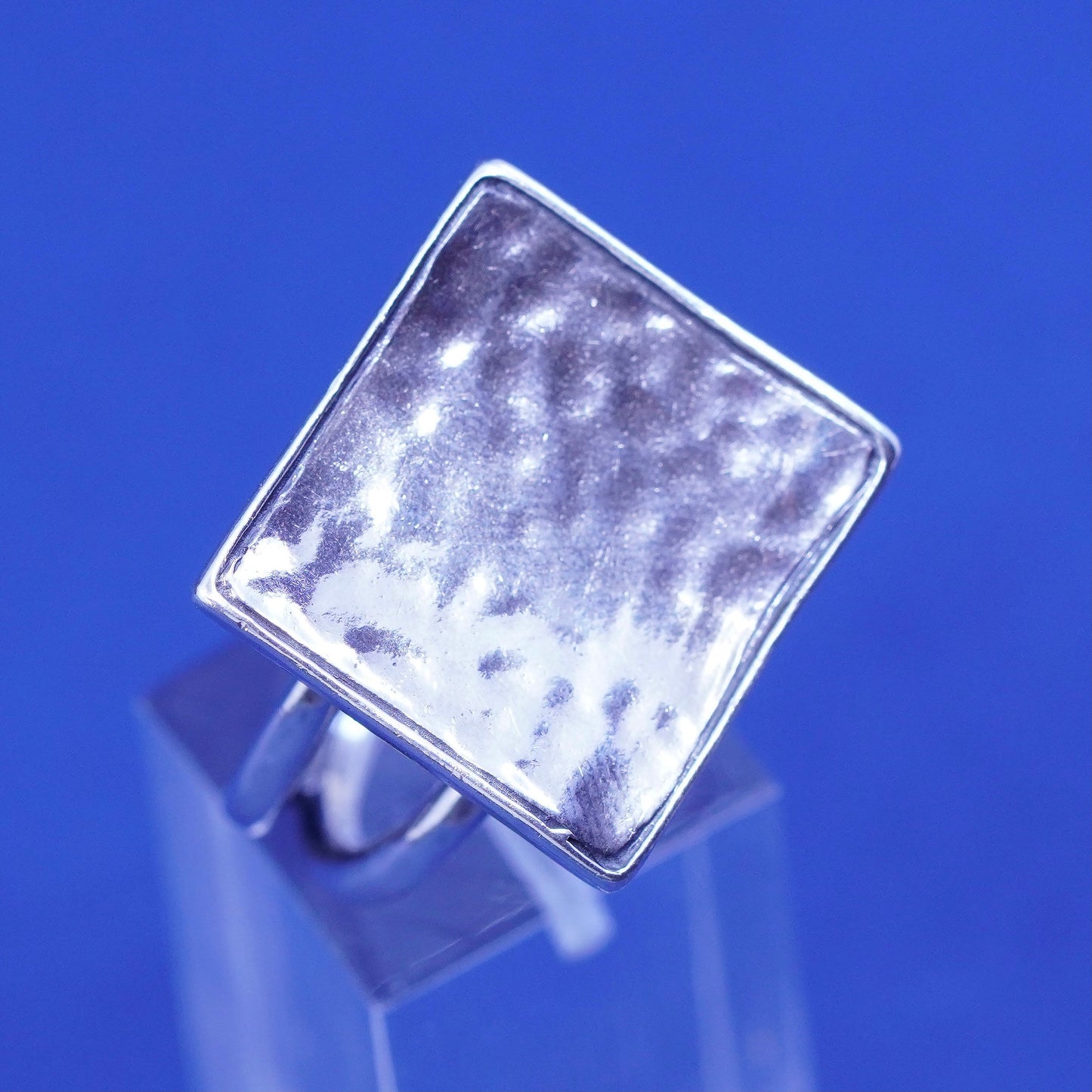 Size 9, vintage silpada Sterling silver handmade ring, hammered 925 square Ring