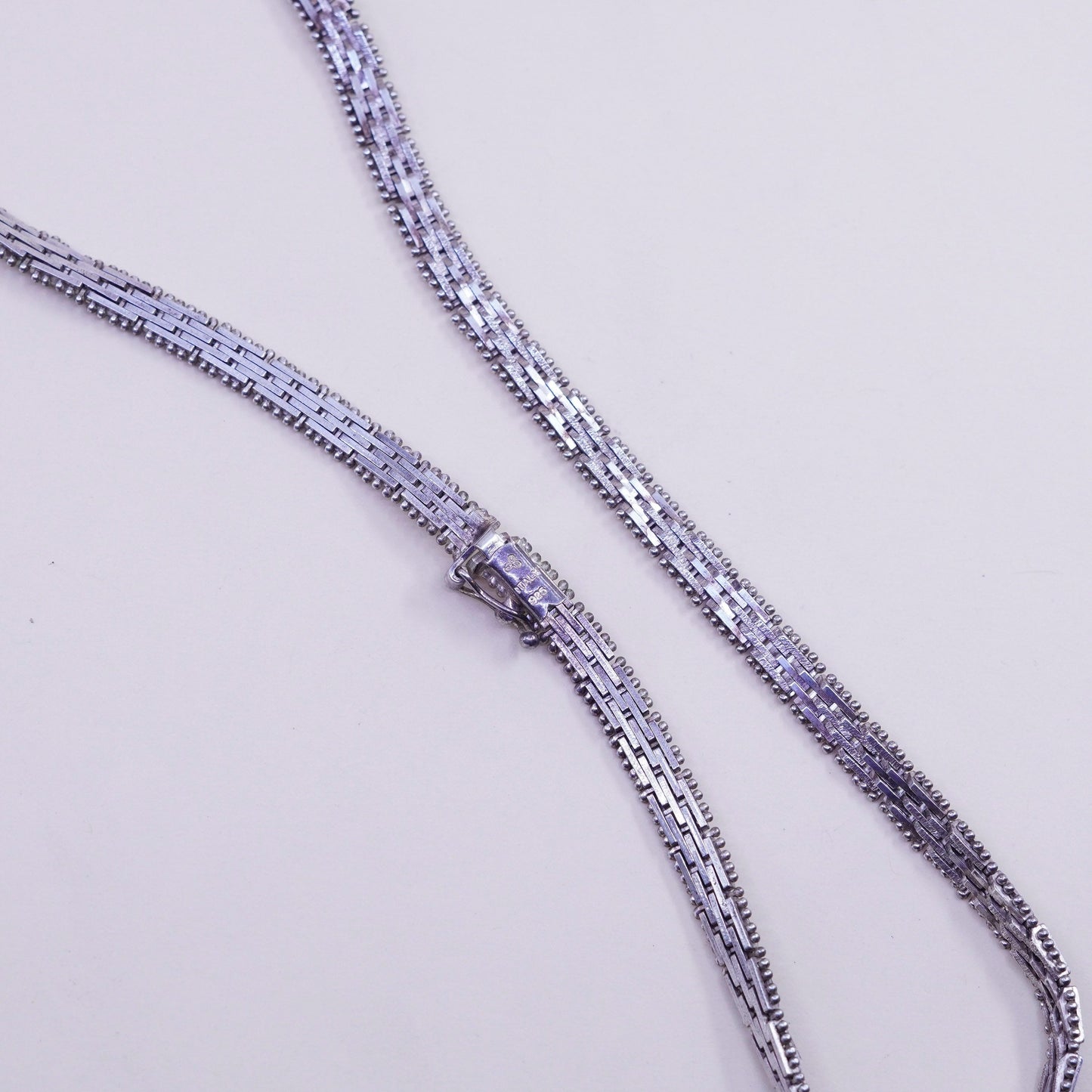 18”, 6mm, Vintage sterling silver Riccio link chain, V shaped 925 necklace