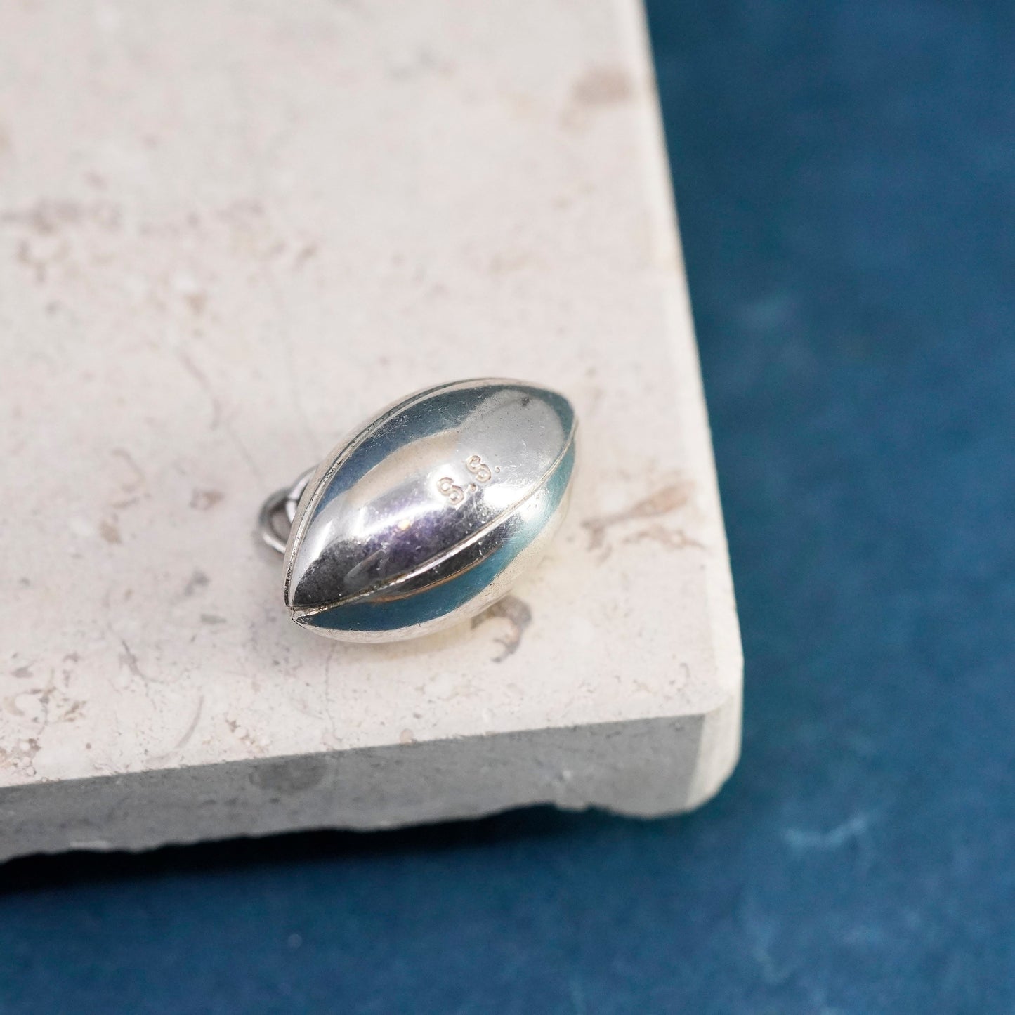 Vintage Sterling silver handmade pendant, 925 football ball