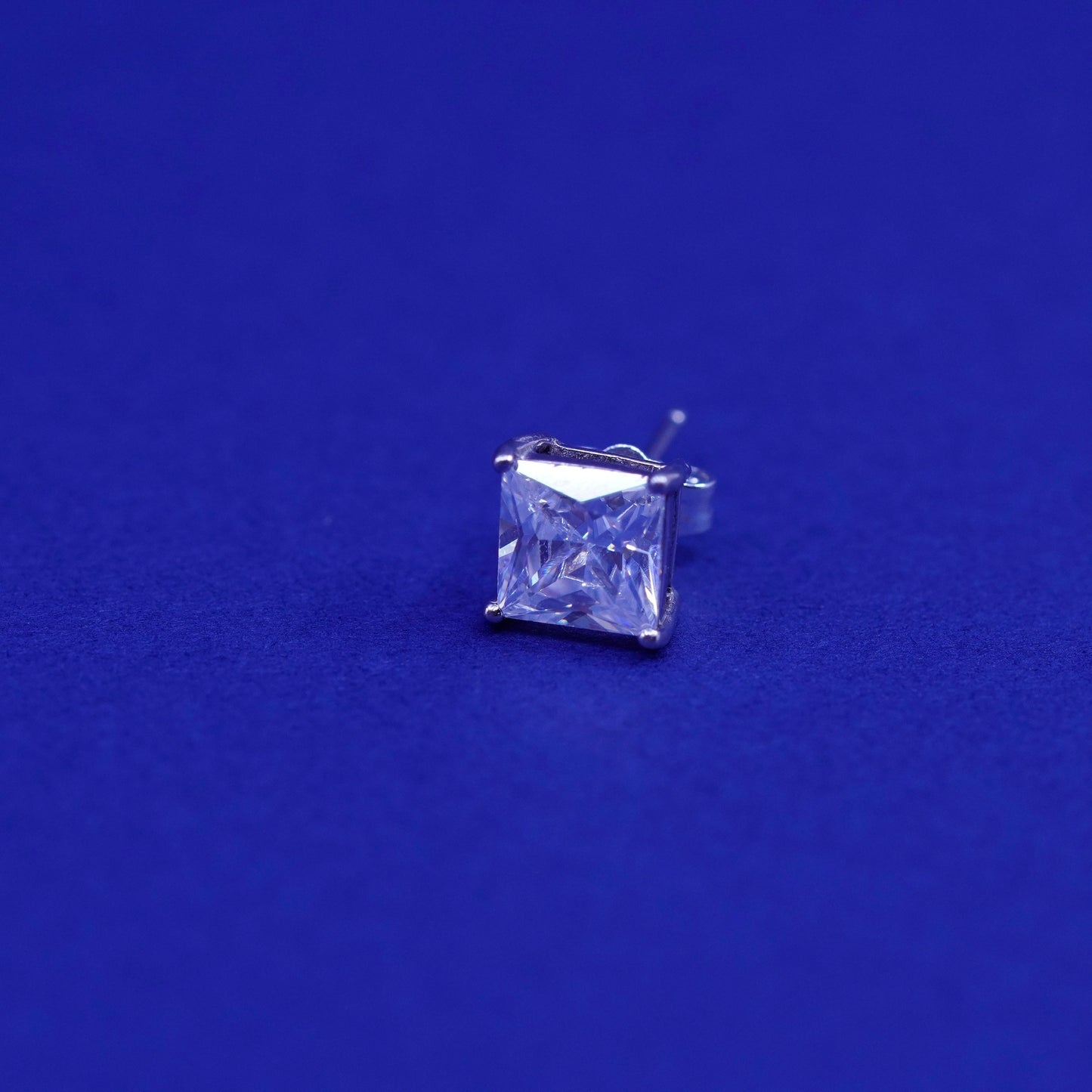 6mm, Sterling 925 silver handmade square earrings with cz studs