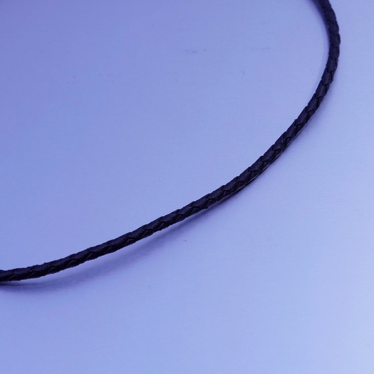 16”, vintage 925 Sterling Silver Handmade black woven braided Leather Necklace