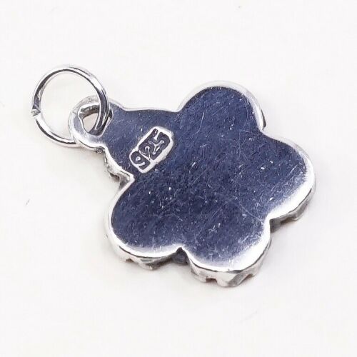 Vintage sterling silver handmade pendant, 925 Bali flower Charm, stamped 925