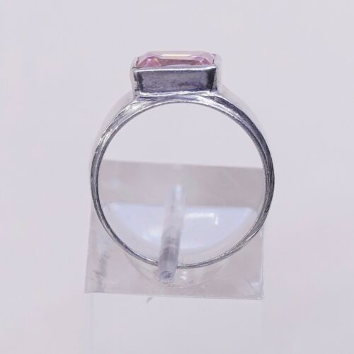 Sz 5.75, Vtg Sterling Silver Handmade Ring, 925 Silver W pink Cz, Stamped 925