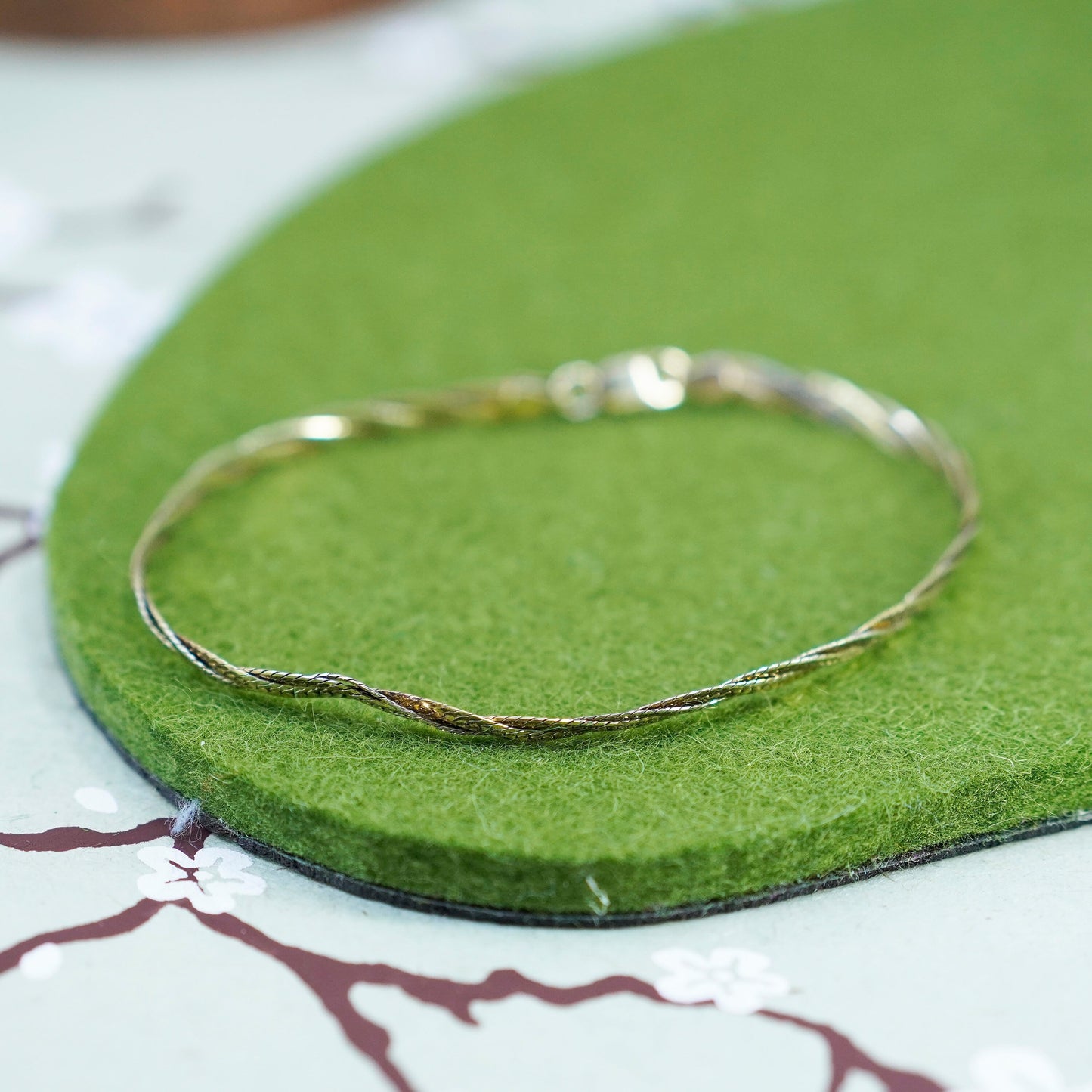 8”, Danecraft gold over sterling silver herringbone bracelet, woven 925 chain