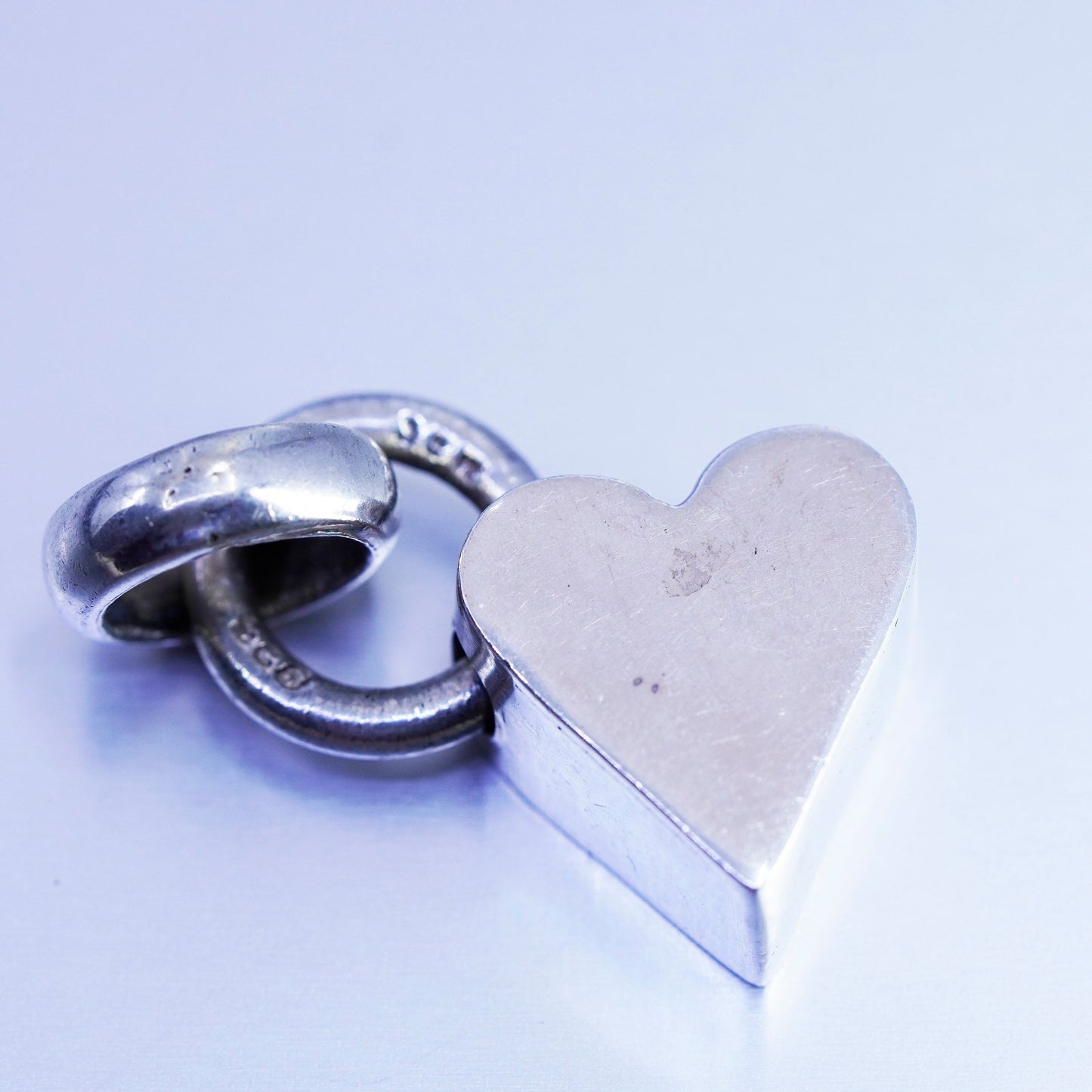 antique sterling 925 silver handmade cube heart pendant