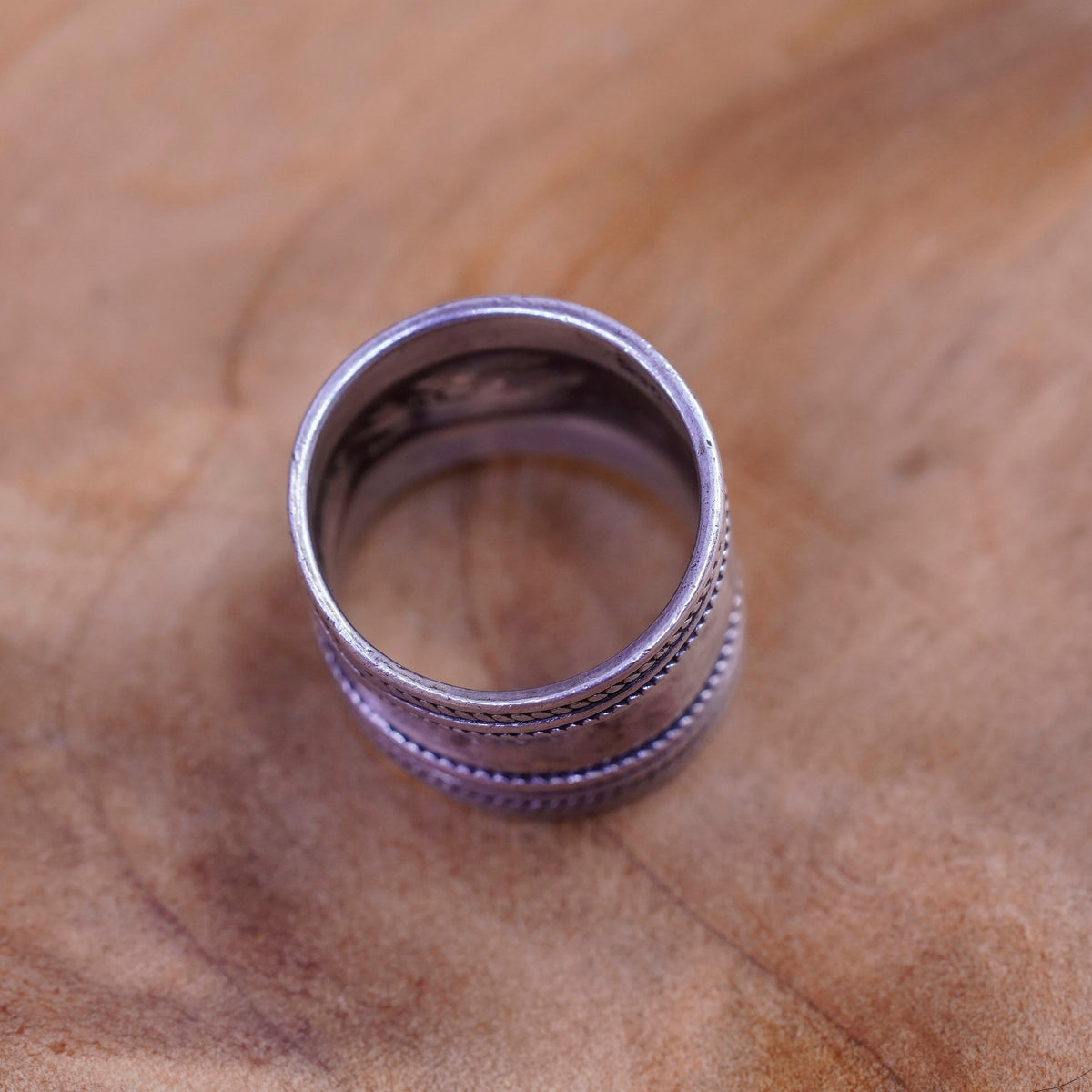 Size 4.5, vintage Sterling silver handmade ring, 925 cable wide band
