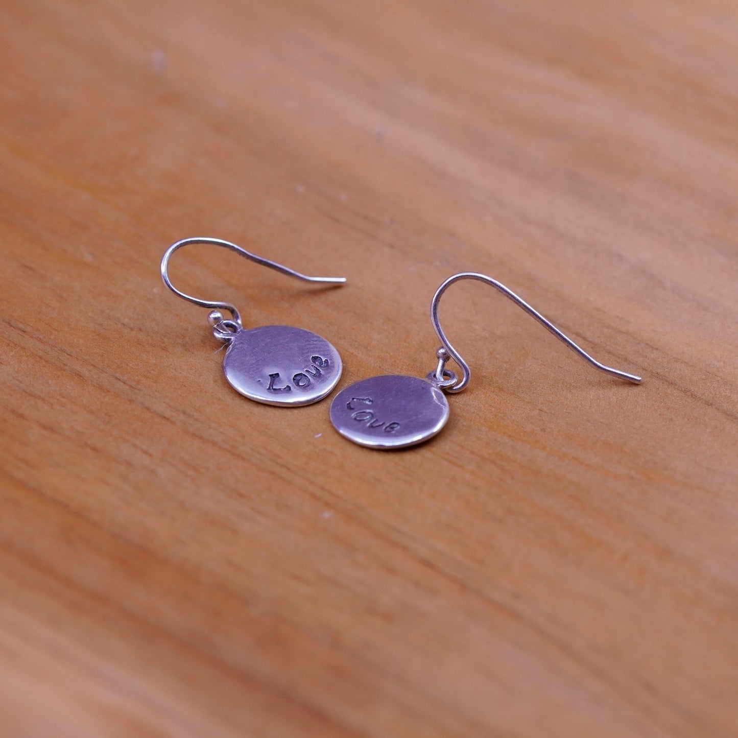 Vintage Sterling 925 silver handmade earrings with tag embossed “Love”